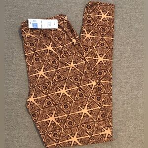Agnes & Dora NWT Leggings Geometric Tan Brown L